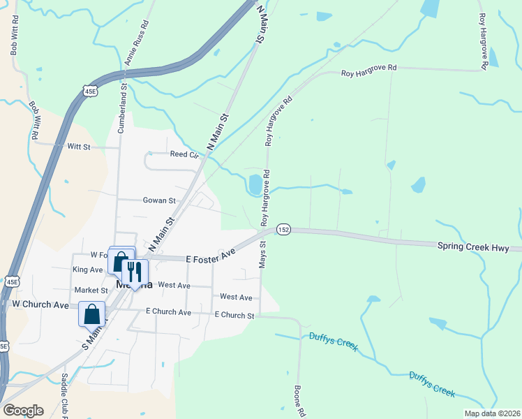 map of restaurants, bars, coffee shops, grocery stores, and more near 1-11 Roy Hargrove Road in Medina