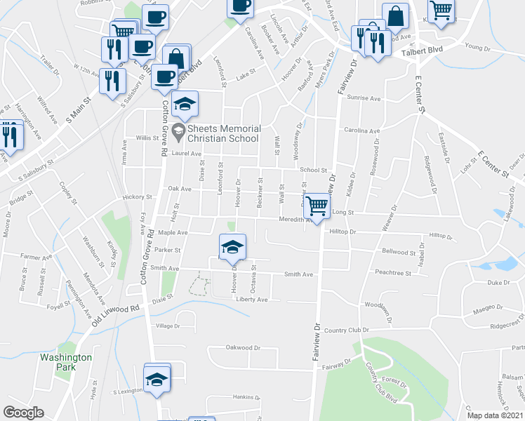 map of restaurants, bars, coffee shops, grocery stores, and more near 611 Beckner Street in Lexington