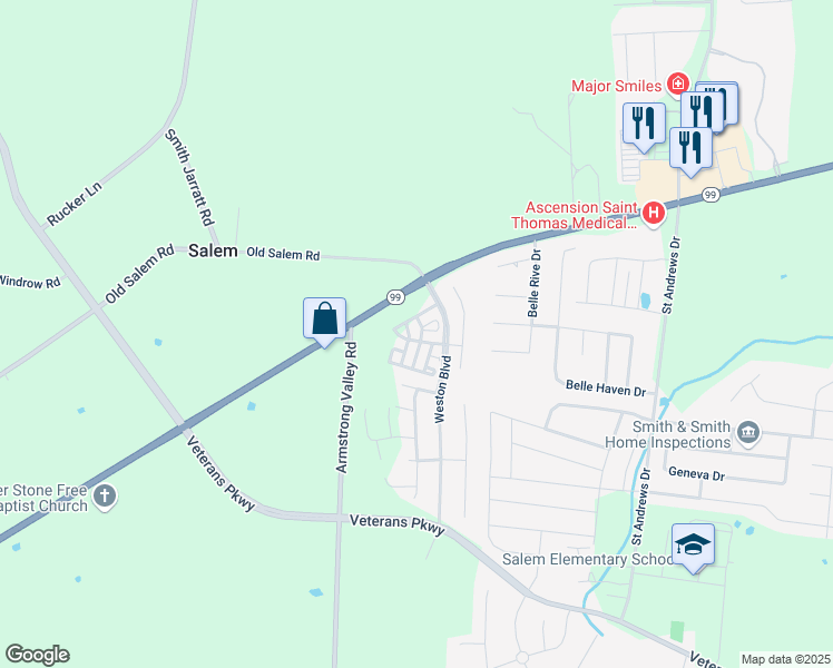 map of restaurants, bars, coffee shops, grocery stores, and more near 3118 Avington Way in Murfreesboro