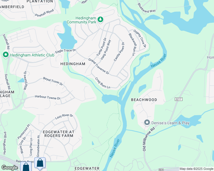 map of restaurants, bars, coffee shops, grocery stores, and more near 1618 Crag Burn Lane in Raleigh