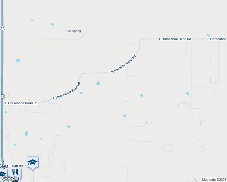 map of restaurants, bars, coffee shops, grocery stores, and more near 25309 South 530 Road in Park Hill