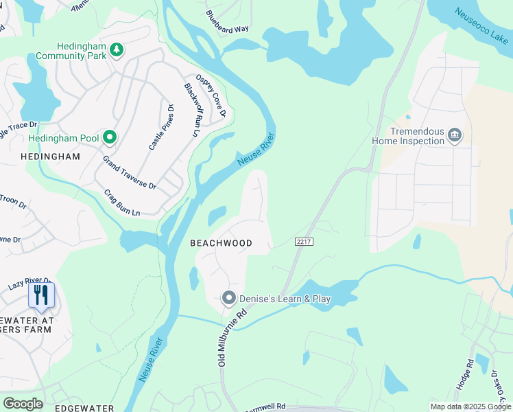 map of restaurants, bars, coffee shops, grocery stores, and more near 5640 Lighthall Lane in Raleigh