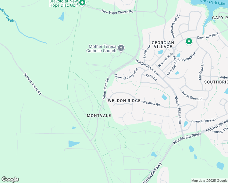 map of restaurants, bars, coffee shops, grocery stores, and more near 1000 Bridgemill Way in Cary
