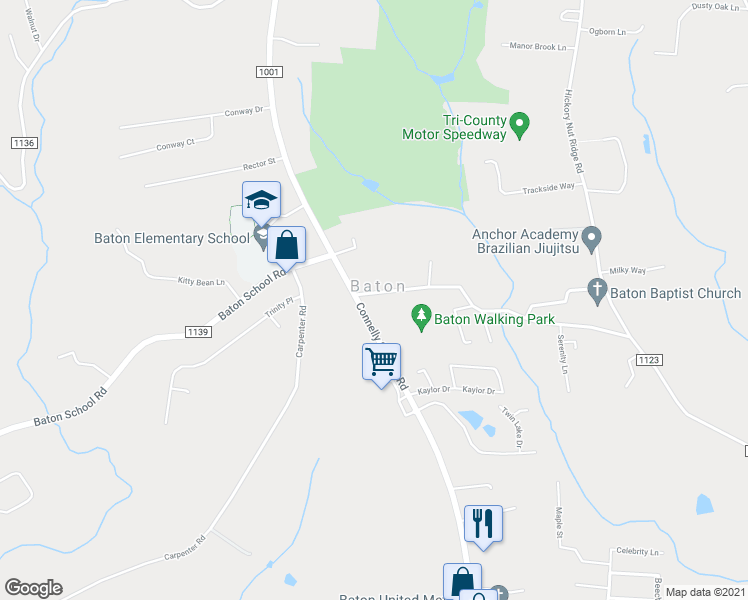 map of restaurants, bars, coffee shops, grocery stores, and more near 1477 Baton Church Road in Granite Falls