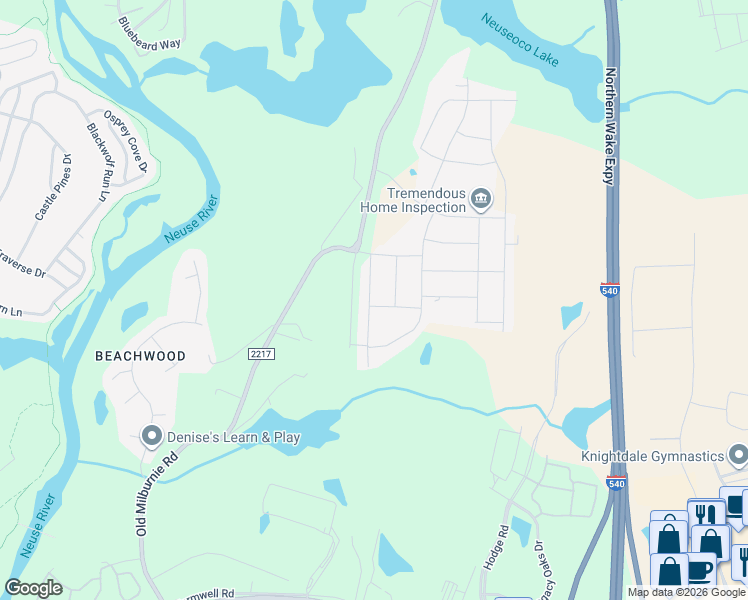map of restaurants, bars, coffee shops, grocery stores, and more near 1700 Old Milburnie Road in Raleigh