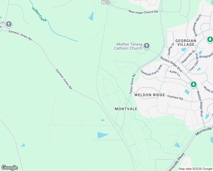 map of restaurants, bars, coffee shops, grocery stores, and more near 1316 Montvale Ridge Drive in Pittsboro