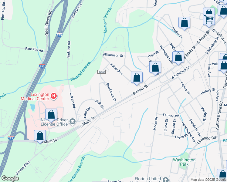 map of restaurants, bars, coffee shops, grocery stores, and more near 18 Goodluck Drive in Lexington