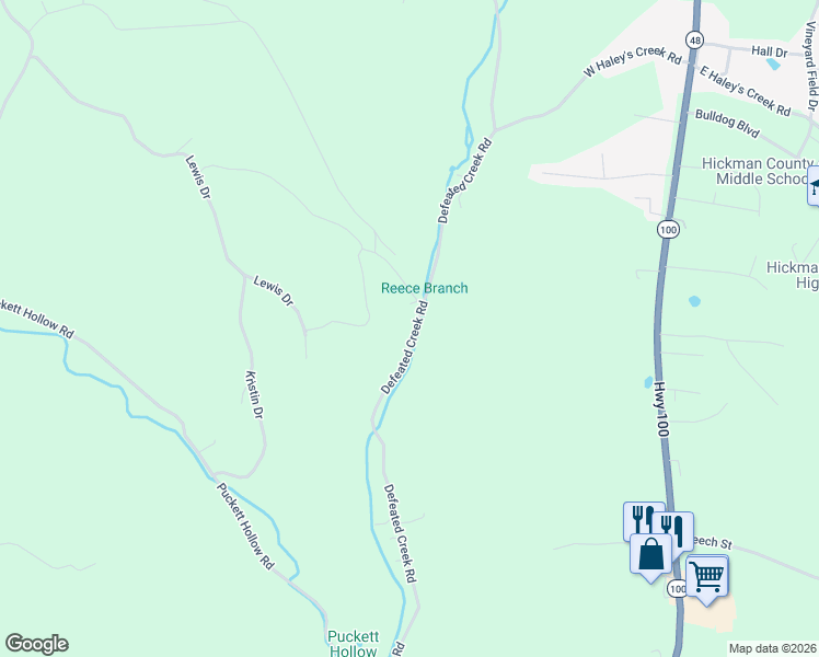 map of restaurants, bars, coffee shops, grocery stores, and more near 653 Defeated Creek Road in Centerville