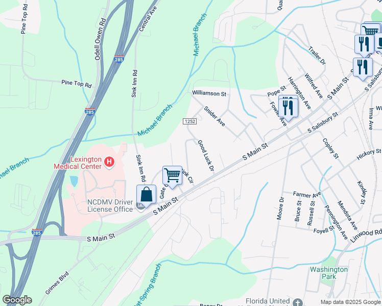 map of restaurants, bars, coffee shops, grocery stores, and more near 140 Good Luck Drive in Lexington