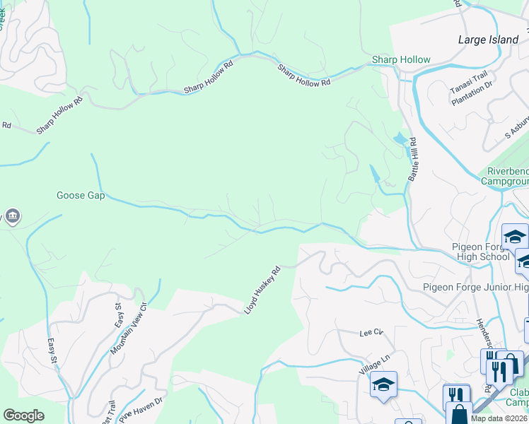 map of restaurants, bars, coffee shops, grocery stores, and more near 2235 Henderson Springs Road in Pigeon Forge