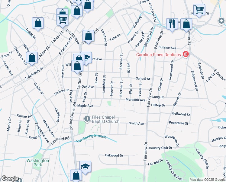 map of restaurants, bars, coffee shops, grocery stores, and more near 607 Hoover Drive in Lexington