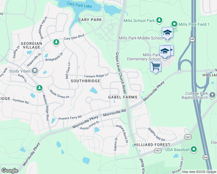 map of restaurants, bars, coffee shops, grocery stores, and more near 803 Blackmar Street in Cary