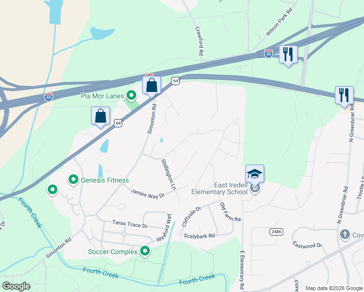 map of restaurants, bars, coffee shops, grocery stores, and more near 811 Jacobus Court in Statesville