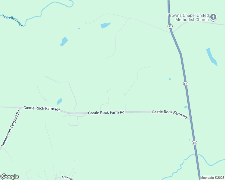 map of restaurants, bars, coffee shops, grocery stores, and more near 738 Castle Rock Farm Road in Pittsboro