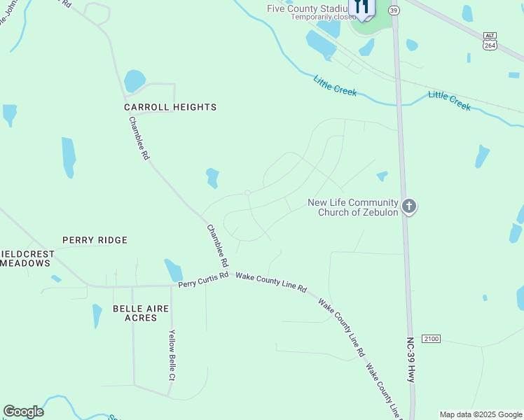 map of restaurants, bars, coffee shops, grocery stores, and more near 819 Channel Drop Loop in Zebulon