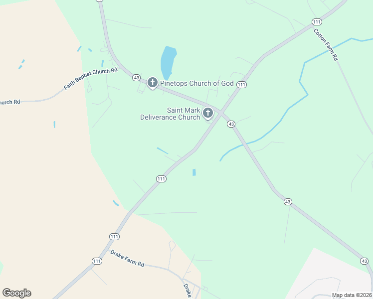 map of restaurants, bars, coffee shops, grocery stores, and more near 1154-1478 State Highway 111 in Pinetops