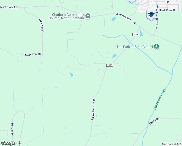 map of restaurants, bars, coffee shops, grocery stores, and more near 128 Stonewall Road in Pittsboro