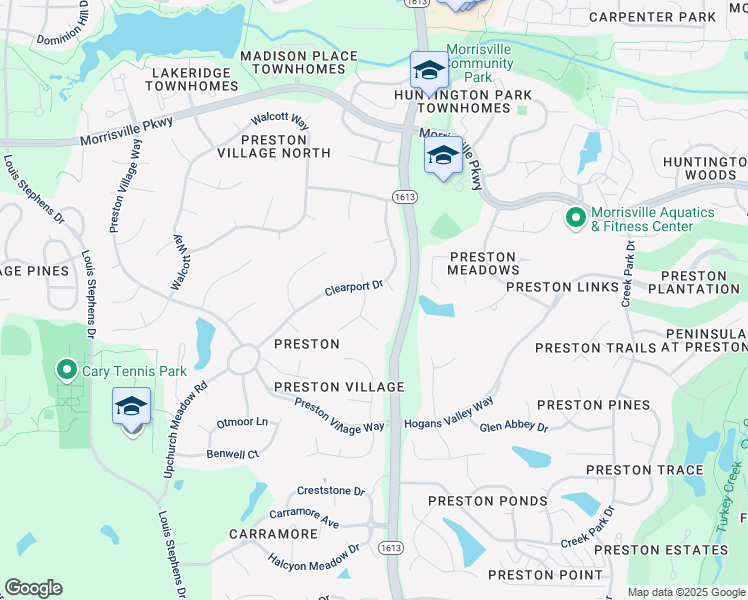 map of restaurants, bars, coffee shops, grocery stores, and more near 103 Hardenbrook Court in Cary