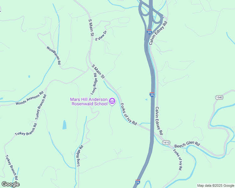 map of restaurants, bars, coffee shops, grocery stores, and more near 1562 Main Street in Mars Hill
