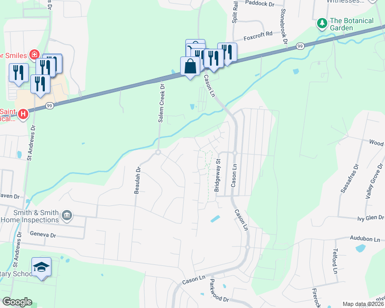 map of restaurants, bars, coffee shops, grocery stores, and more near 2338 Thad Court in Murfreesboro