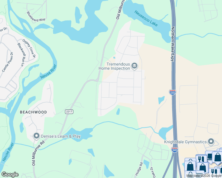 map of restaurants, bars, coffee shops, grocery stores, and more near 1508 Old Milburnie Road in Raleigh