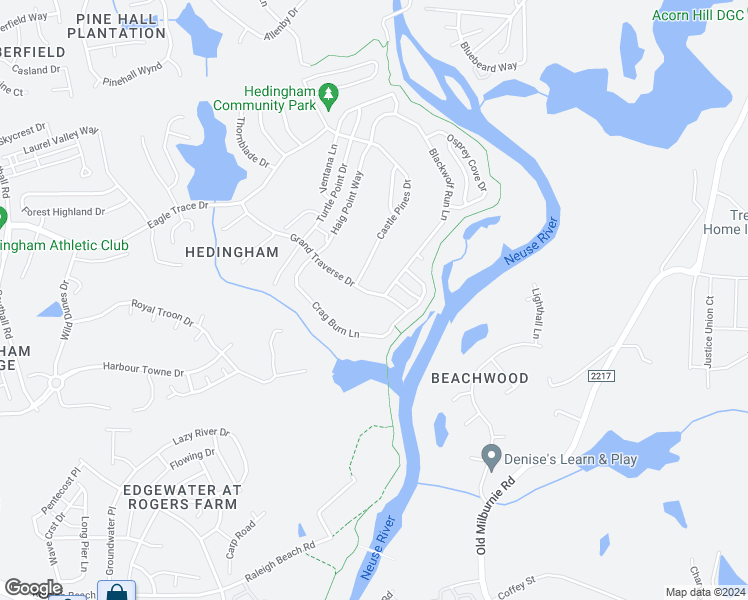 map of restaurants, bars, coffee shops, grocery stores, and more near 1901 Blackwolf Run Lane in Raleigh