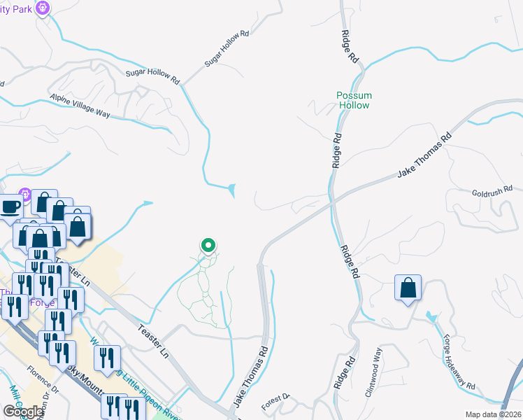 map of restaurants, bars, coffee shops, grocery stores, and more near 3073 Rolen Hollow Road in Pigeon Forge