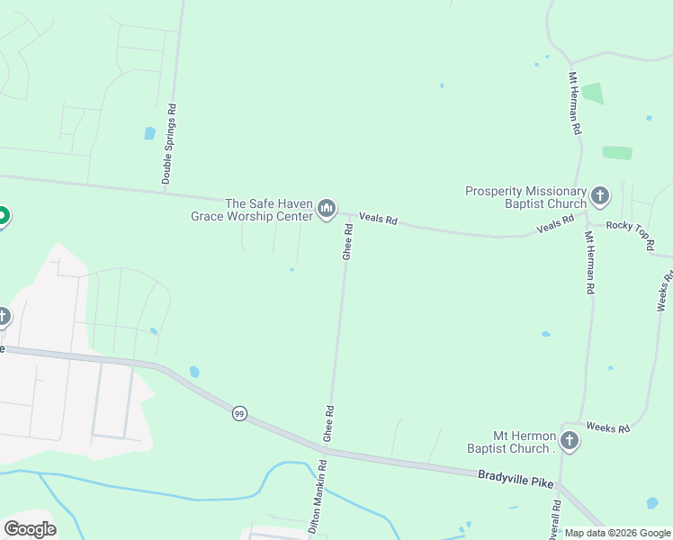 map of restaurants, bars, coffee shops, grocery stores, and more near 1648 Ghee Road in Murfreesboro
