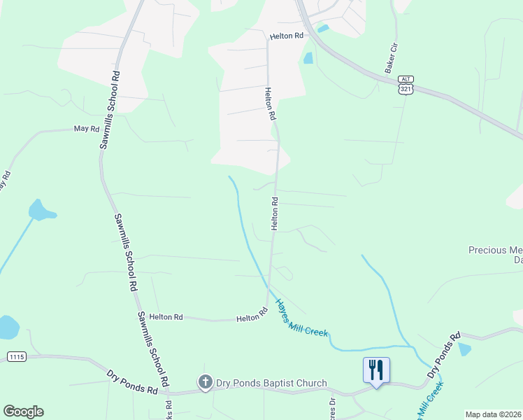 map of restaurants, bars, coffee shops, grocery stores, and more near 4805-4807 Helton Rd in Sawmills