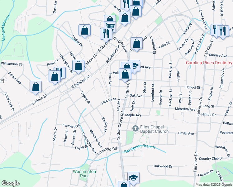 map of restaurants, bars, coffee shops, grocery stores, and more near 407 Foy Avenue in Lexington