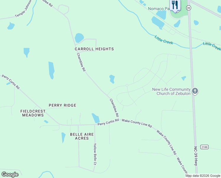 map of restaurants, bars, coffee shops, grocery stores, and more near 1012 Sidney Creek Drive in Zebulon