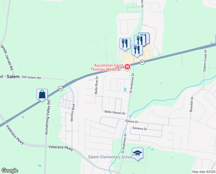 map of restaurants, bars, coffee shops, grocery stores, and more near 3630 McNaughton Way in Murfreesboro