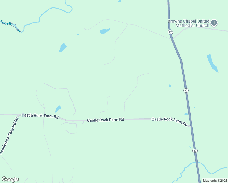 map of restaurants, bars, coffee shops, grocery stores, and more near 738 Castle Rock Farm Road in Pittsboro
