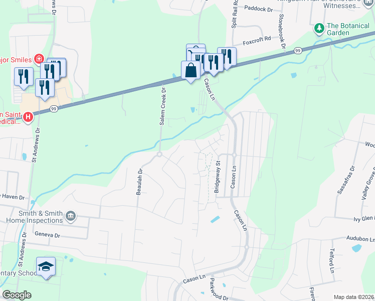 map of restaurants, bars, coffee shops, grocery stores, and more near 2338 Thad Court in Murfreesboro