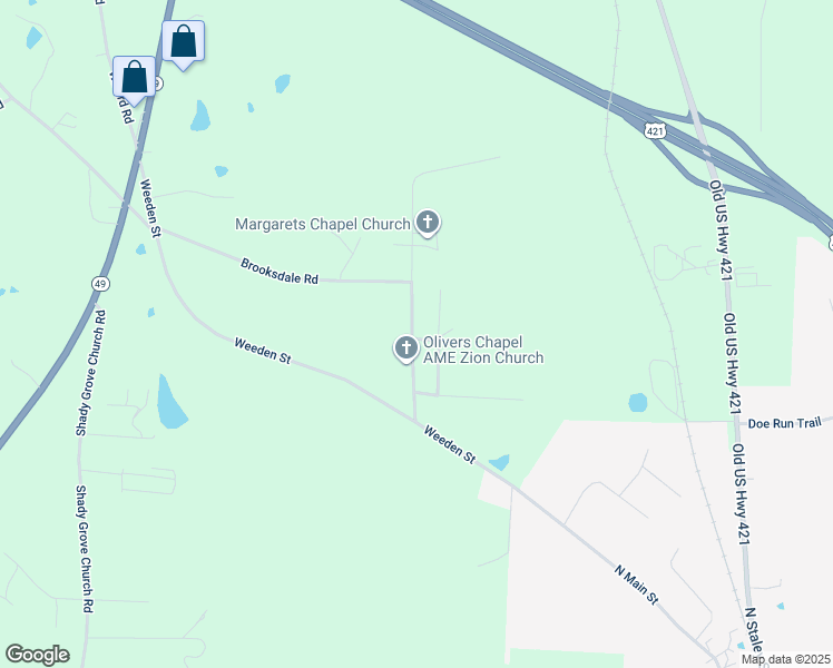 map of restaurants, bars, coffee shops, grocery stores, and more near 2606 Olivers Chapel Road in Staley