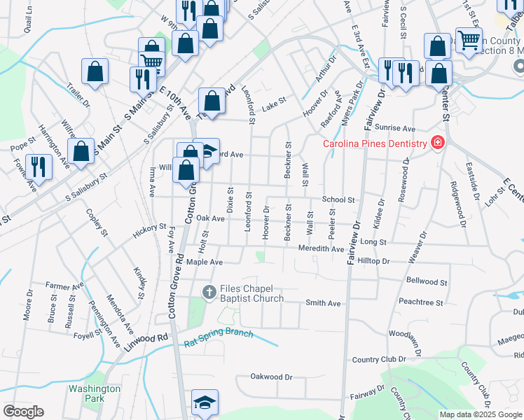 map of restaurants, bars, coffee shops, grocery stores, and more near 506 Hoover Drive in Lexington