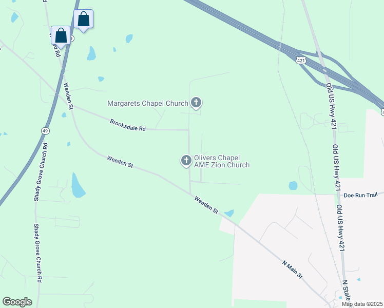 map of restaurants, bars, coffee shops, grocery stores, and more near 2606 Olivers Chapel Road in Staley