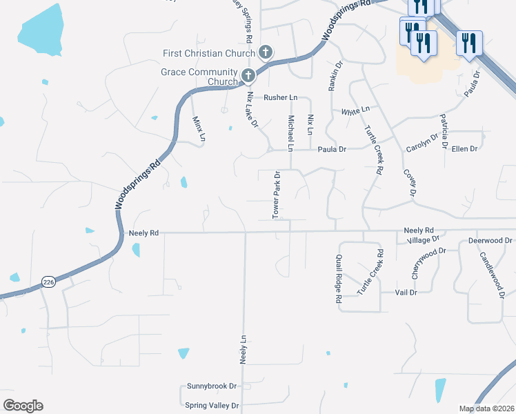 map of restaurants, bars, coffee shops, grocery stores, and more near 2407 Pinnacle Pointe in Jonesboro