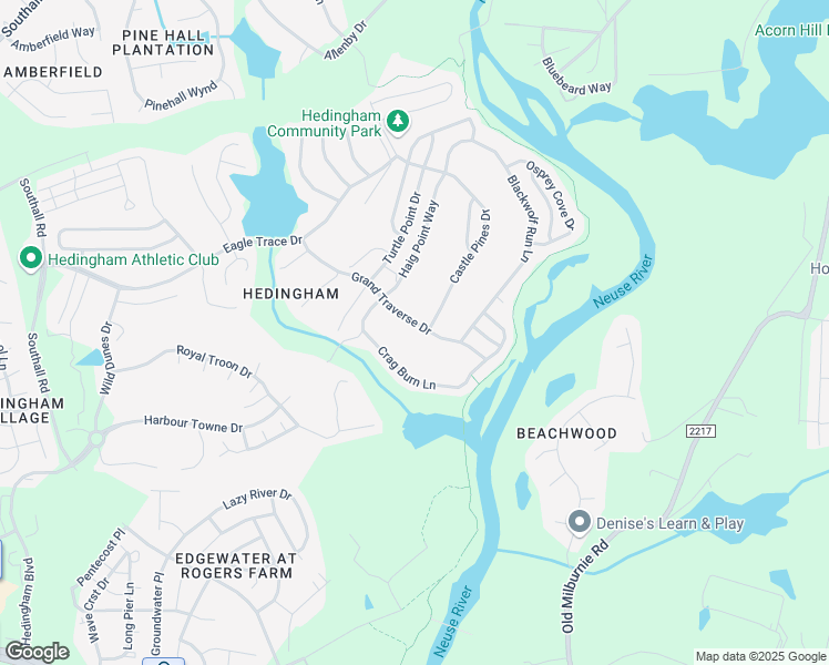 map of restaurants, bars, coffee shops, grocery stores, and more near 5452 Grand Traverse Drive in Raleigh
