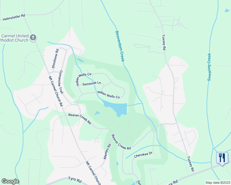 map of restaurants, bars, coffee shops, grocery stores, and more near 611 Indian Wells Circle in Lexington