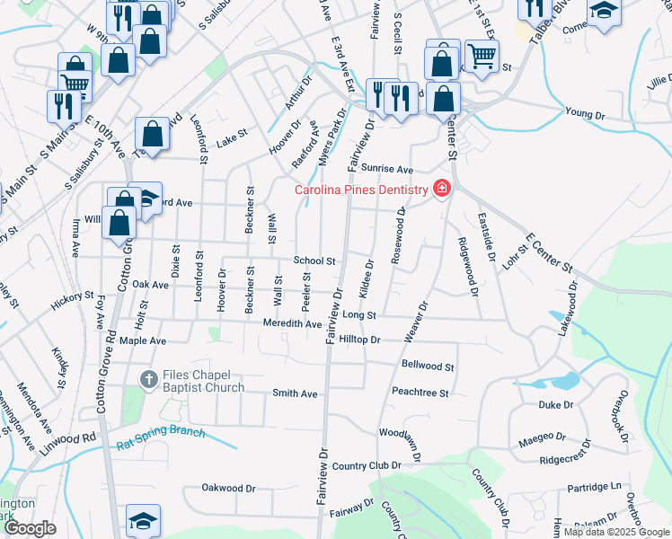 map of restaurants, bars, coffee shops, grocery stores, and more near 602 Fairview Drive in Lexington