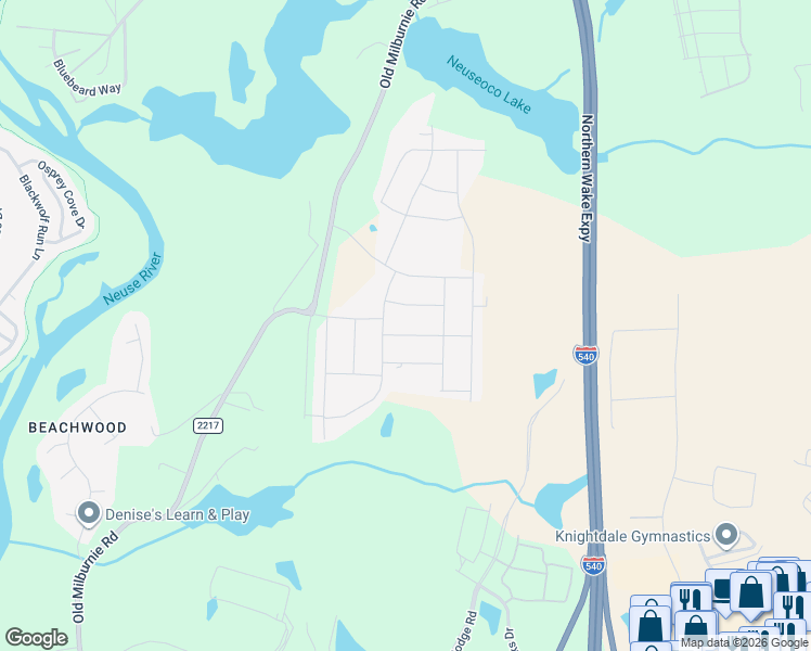 map of restaurants, bars, coffee shops, grocery stores, and more near 1700 Old Milburnie Rd in Raleigh