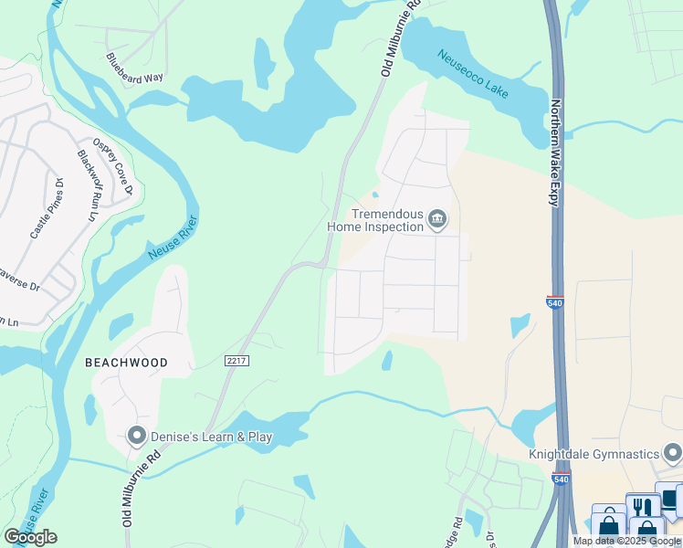 map of restaurants, bars, coffee shops, grocery stores, and more near 1508 Old Milburnie Road in Raleigh
