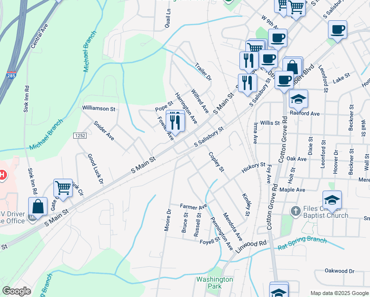 map of restaurants, bars, coffee shops, grocery stores, and more near 15 East 16th Avenue in Lexington