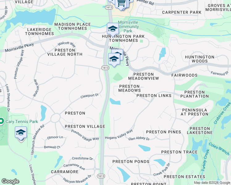 map of restaurants, bars, coffee shops, grocery stores, and more near 305 Boltstone Court in Cary