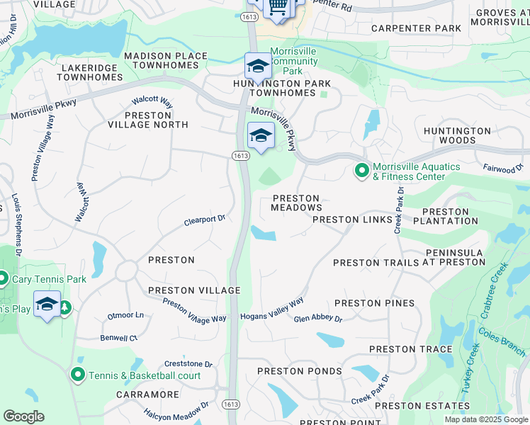 map of restaurants, bars, coffee shops, grocery stores, and more near 305 Boltstone Court in Cary