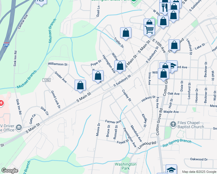 map of restaurants, bars, coffee shops, grocery stores, and more near 15 East 16th Avenue in Lexington