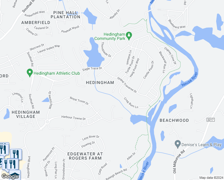 map of restaurants, bars, coffee shops, grocery stores, and more near 1917 Shadow Glen Drive in Raleigh