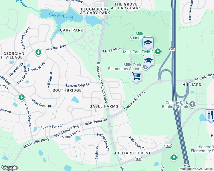 map of restaurants, bars, coffee shops, grocery stores, and more near 1014 Jewel Creek Drive in Cary