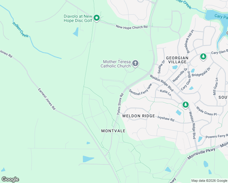map of restaurants, bars, coffee shops, grocery stores, and more near Yates Store Road in Cary